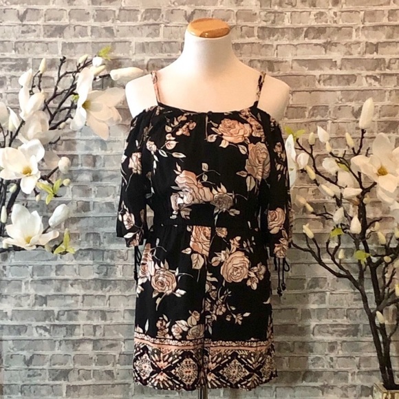 Fashion Nova Pants - Black Floral Romper